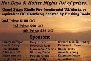 Hot Days Hotter Nights Blog Hop Prizes