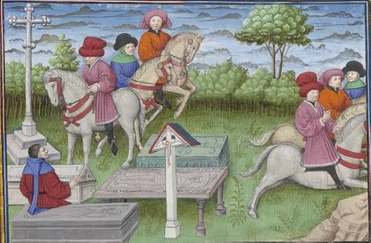 « Le livre appellé Decameron, autrement le prince Galeot surnommé, qui contient cent nouvelles racomptées en dix jours par sept femmes et trois jouvenceaulx, lequel livre ja pieça compila et escripvi Jehan Boccace de Celtald en langaige florentin, et qui nagueres a esté translaté premierement en latin et secondement en françois, a Paris, a l'ostel de noble, sage et honneste homme Bureau de Dampmartin, citoien de Paris, escuier conseillier de trés puissant et trés noble prince Charles, VI e de son nom, roy de France, par moy Laurent de Premierfait, famillier dudit Bureau, lesqueles deux translations, par trois ans faites, furent accomplies le quinziesme jour de juing l'an mil quatre cens et XIIII »