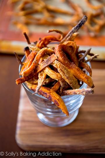 Baked Crispy Sweet Potato Fries. Simple and healthy. Recipe by sallysbakingaddiction.com