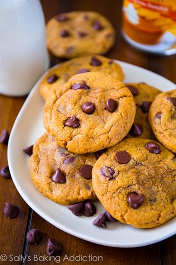 Perfectly soft & chewy pumpkin chocolate chip cookies without being cakey. sallysbakingaddiction.com