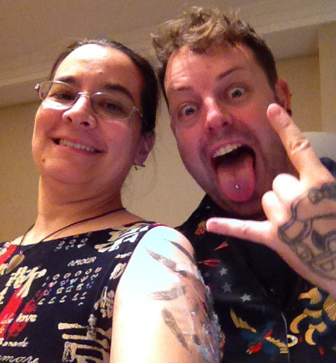 Me and Geoff the tattoo artist after I got my tattoo at AAD!
