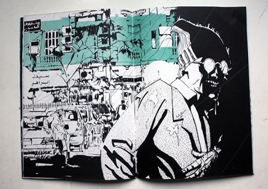 The Apartment in Bab El-Louk, by Donia Maher, Ganzeer, Ahmed Nady, Merit Publishing House, Cairo, 2014. This is a detail of Ganzeer’s illustration.