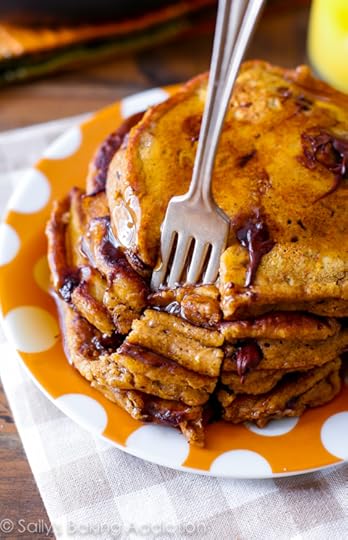 Pumpkin Chocolate Chip Pancakes - this is the ultimate recipe for moist, fluffy, thick pumpkin pancakes! Recipe by sallysbakingaddiction.com
