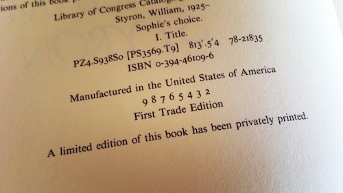 Sophie's Choice by William Styron (1979), First Edition First Printing