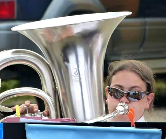 Suzanne blowing a mean bass line on - logically enough - the bass !