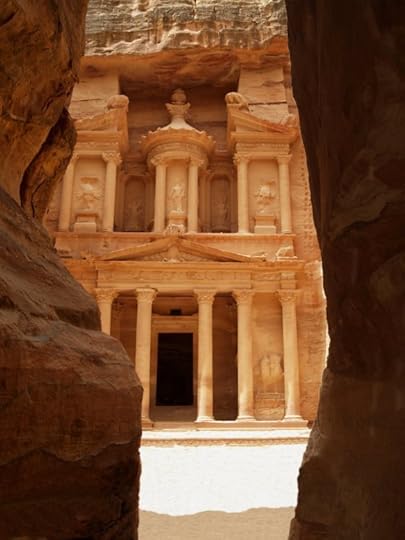 The Treasury, as seen from the Siq. This setting features in the Gershom Scroll.