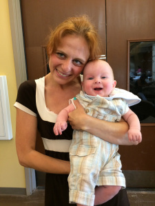 One of our babies with his Auntie Elena.