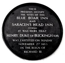 Plaque marking the spot of Buckingham's execution in Salisbury