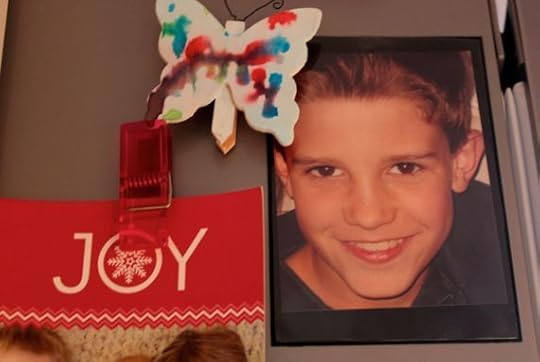 A picture of Jack on our refrigerator. 