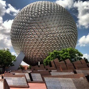 the iconic spaceship earth from Epcot.