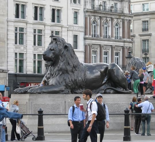 A Trafalgar Lion, aloof, waiting for the peace of winter.