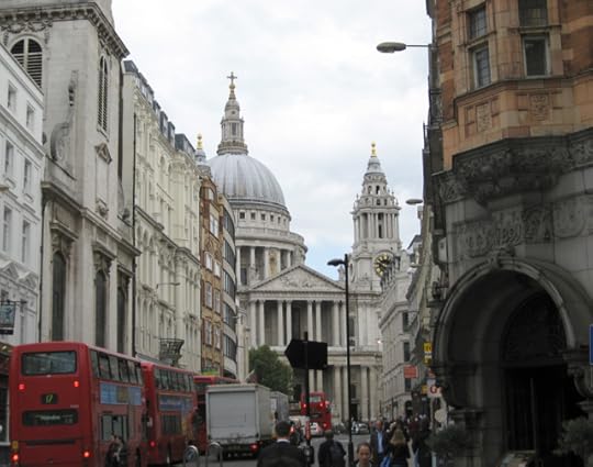St. Paul's Cathedral, peering down the Strand.