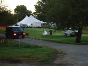 Vans arriving at show grounds