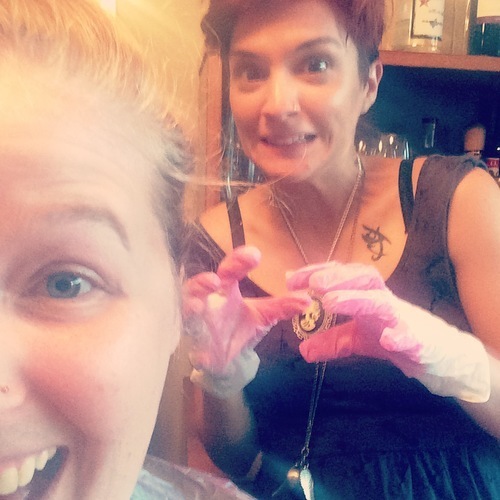 Thankful for friends who will experiment with me and don't mind having their hands dyed along with my hair.