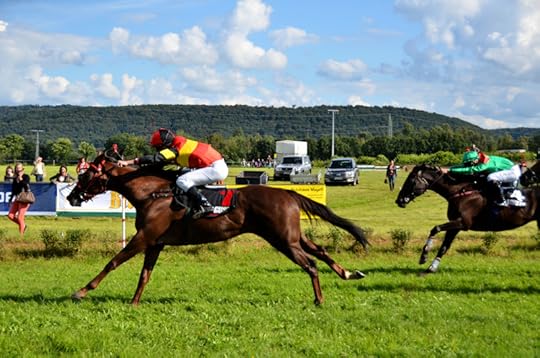 The winner at the finish at the Miesau horse races (Pferderennen)