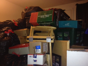 This is my living room right now. Say hello to Mount St. Amy. It's insurmountable.