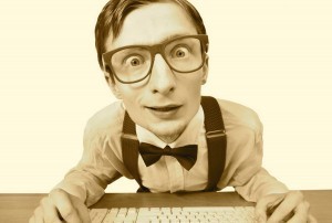 Funny guy browsing internet