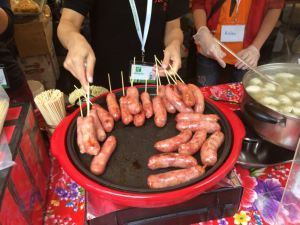 Delicious Taiwanese sausages: sweet, savory, and fatty.