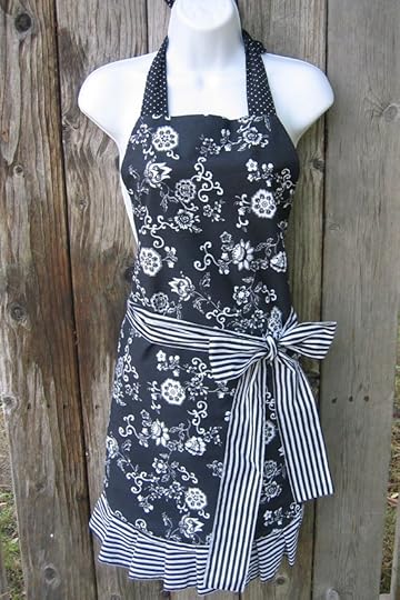 Black floral apron via Etsy