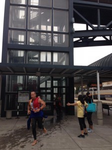 We ran the stairs at the Amtrak Station. Erin says I just missed seeing the homeless priest self-flagellating with a palm frond and dried pigeon wing.