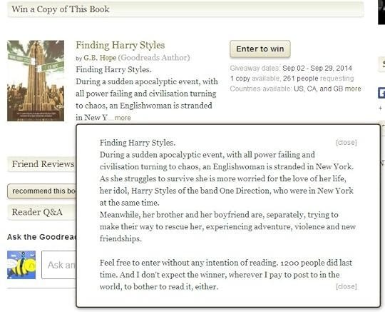 screenshot of giveaway