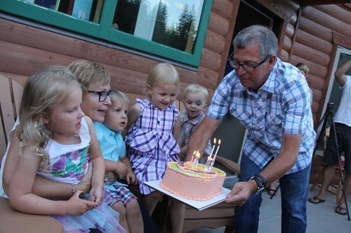 Mimi and Brian with their 4 grans sang in Mimi's Milestone Birthday Aug. 11th.