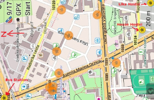 Map of zagreb. Getting to the hostels from the bus station