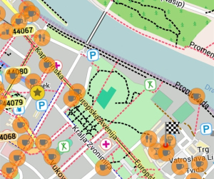 Map of Osijek, Croatia. Market to Old Town Accomodation