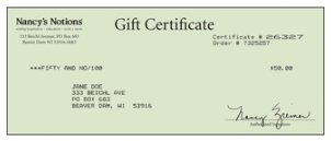 Nancy's Notions Gift Certificate