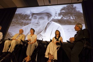 Great Books to Great Movies panel, featuring (from left) E.L. Doctorow, Alice McDermott, Lisa See and Paul Aster. Photo by Shealah Craighead 