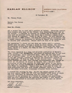 Writing to Harlan Ellison
