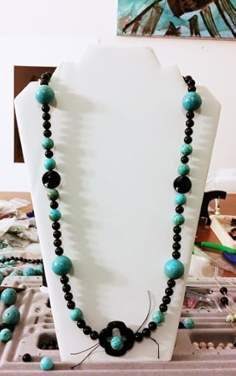 Turquoise and Jet Necklace draft