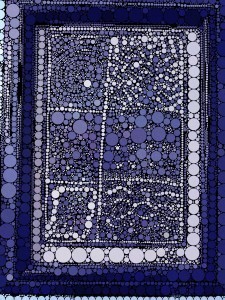 Manipulated picture of linoleum print by Cat Rambo