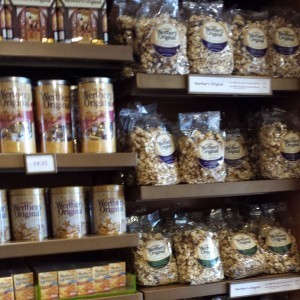 photo of available snacks from Germany, popcorn and caramels