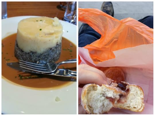Haggis and jam doughnuts, two of Great Britain's culinary treats
