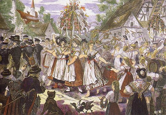 Painting of Czech Harvest Festival celebrants