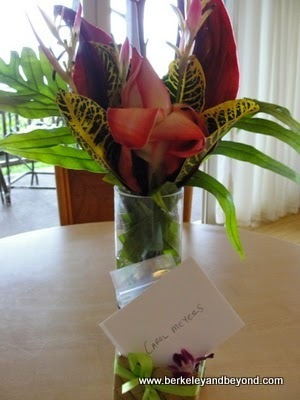 flowers in guest room at Hanalei Colony Resort in Haena, Kauai, Hawaii