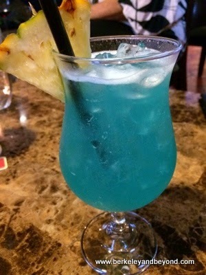 Blue Crush coctail at Mediterranean Gourment Restaurant at Hanalei Colony Resort in Haena, Kauai, Hawaii