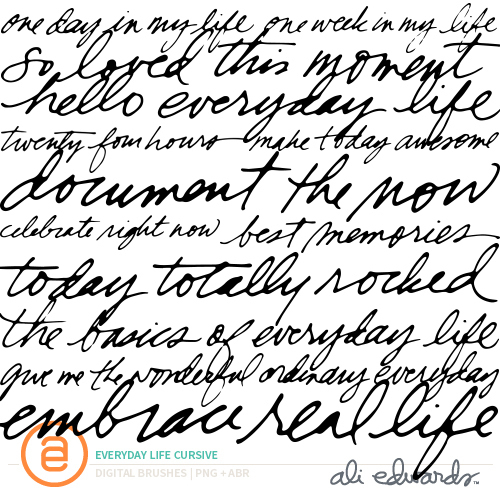 Everyday Life Cursive from aliedwards.com