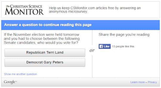 Screenshot of survey on a news website.