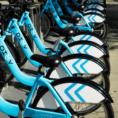 row of identical bikes