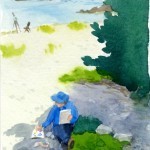 A sweet little view of my friend Melissa Sweet painting in the shade of a tree