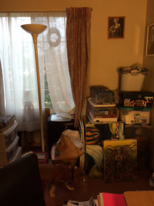 The window, along with stacks of art and writing stuff. What can I say...