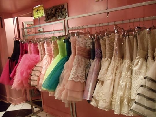 rack of floofy betsey johnson dresses