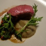 Slow Cooked Lamb, Cream of eggplant, seaweek and pepper