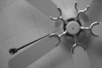An electric ceiling fan.
