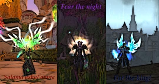 My World of Warcraft characters show off their legendary cloaks