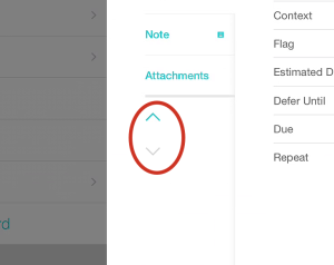 Editing a Task - OmniFocus 2 iPad - arrows