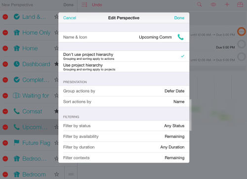 Customizing Perspsectives- OmniFocus 2 iPad