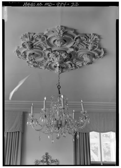 File:CEILING MEDALLION IN NORTHWEST PARLOR FIRST FLOOR, FROM EAST - Bowling Heights, 3610 Old Crain Highway, Upper Marlboro, Prince George's County, MD HABS MD,17-MARBU,8-23.tif